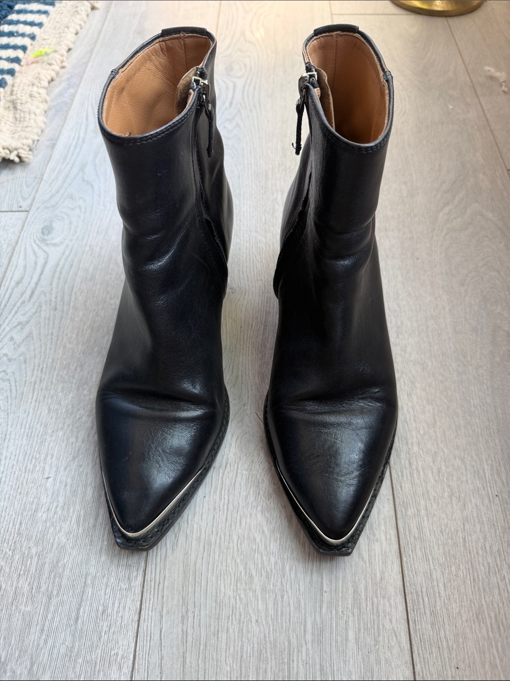 Isabel Marant Black Leather Pointed Toe Ankle Boots